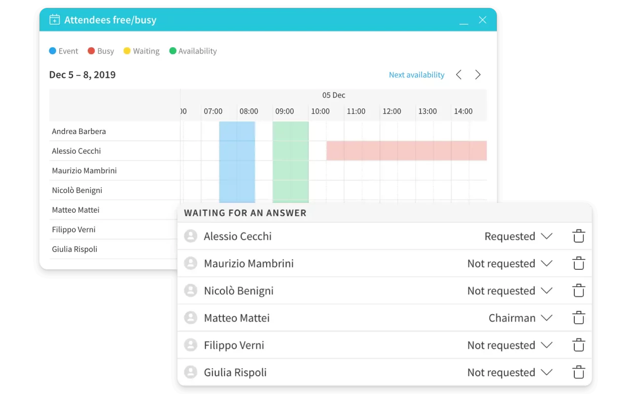 Pilt Sibly Webmaili kalendrist, kujutab kohtumiste organiseerimise võimalusi