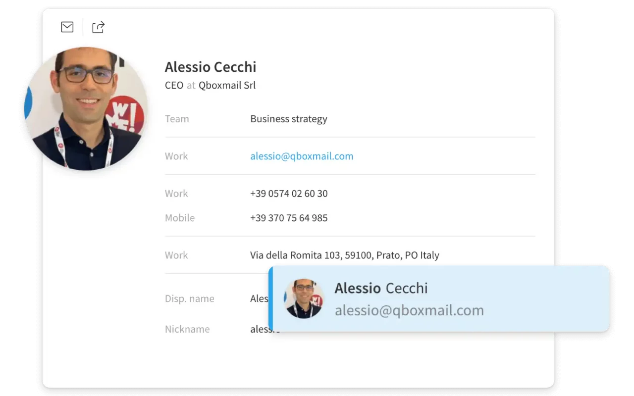 Pilt kasutaja profiili vaatest Sibly Webmaili kasutajaliideses